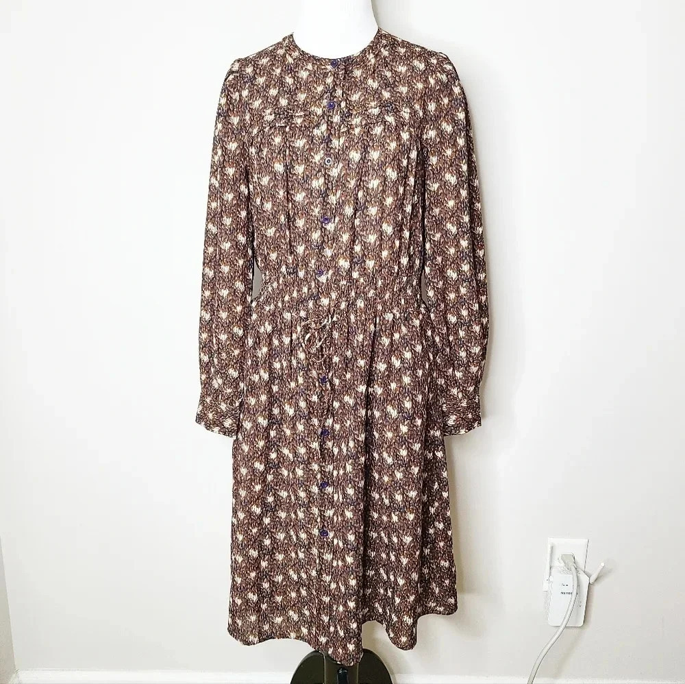NWT Anthropologie See U Soon Long Button Front Sleeve Dress S
